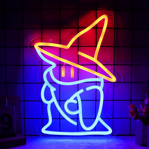 Black Mage Neon Signs | Final Fantasy Black Mage Led Light Sign |Party Masquerade Christmas Bedroom Bar Living Room Party Man Cave Game Room Decor