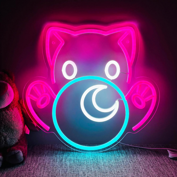 Tarot Cat Neon Sign For Wall Decor, Anime LED Neon Light, USB Powered Night Light for Bedroom Room