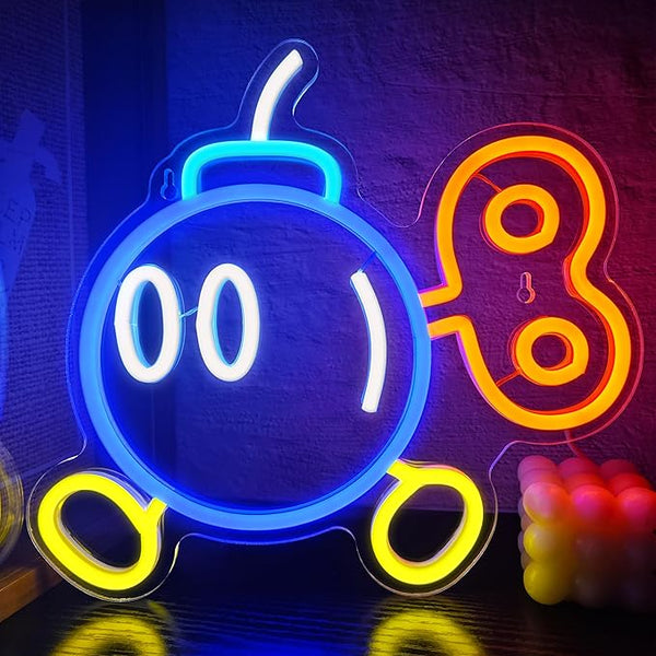 Cartoon Pattern Neon Sign,Gaming Neon Sign for Gamer Room Decor,Gifts for Teens, Boys, Kids