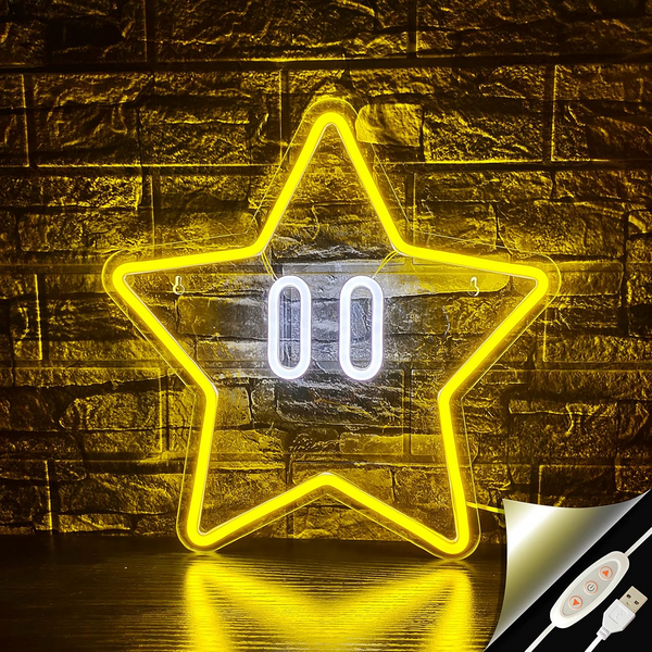 Star Cartoon Neon Sign,Gaming Neon Sign for Game Room Decor,Gifts for Kids,Kids Room Decor