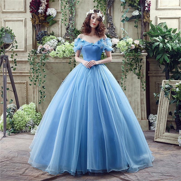 1,Bust: 40” Waist: 34.6” Shoulder width: Height: 5’3” Weight: 190 lbs Hip Circumference: 46”Blue Off Shoulder Princess Prom Dress,Fairy Prom Dress,Elegant Party Dress,Evening Gown,Long Prom Dress,Wedding Party Dress,Graduation Gowns