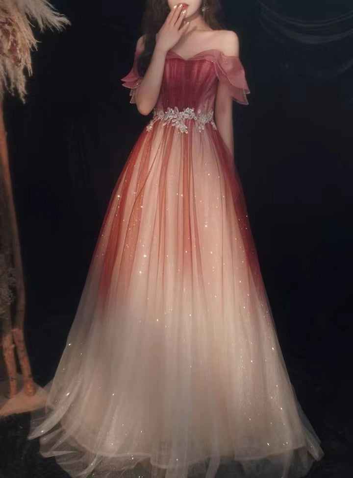 Women Burgundy Sweetheart Prom Dress - Custom Your Neon