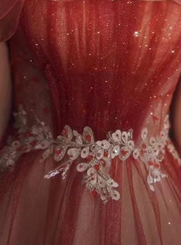 Women Burgundy Sweetheart Prom Dress - Custom Your Neon