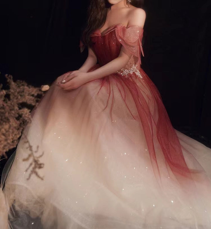 Women Burgundy Sweetheart Prom Dress - Custom Your Neon
