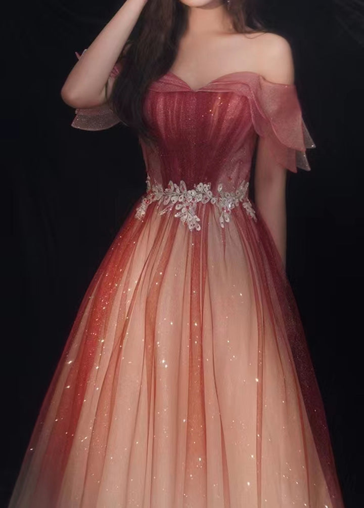 Women Burgundy Sweetheart Prom Dress - Custom Your Neon