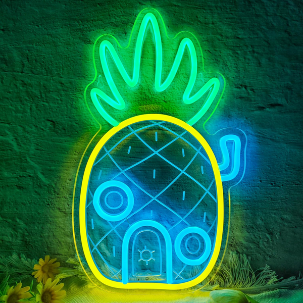 Pineapple House Neon Sign,Dimmable LED Under Sea Pineapple Neon Signs for Wall Decor,Birthday Party Decorations,Gifts for Kids