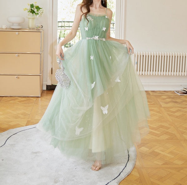 Bust: 34 inches Waist: 32 inches Net height: 57 inches Shoe height: 1 inch Green Butterfly Fairy Prom Dress, Green Slip Ball Gown, Green Straps Prom Dress, Bridesmaid Dress, Wedding Party Dress, Evening Prom Gowns